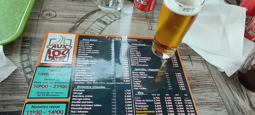 Menu_Restaurant Aux 100 pâtes - Relais du port - Eurovélo 6_Dannemarie_image_4