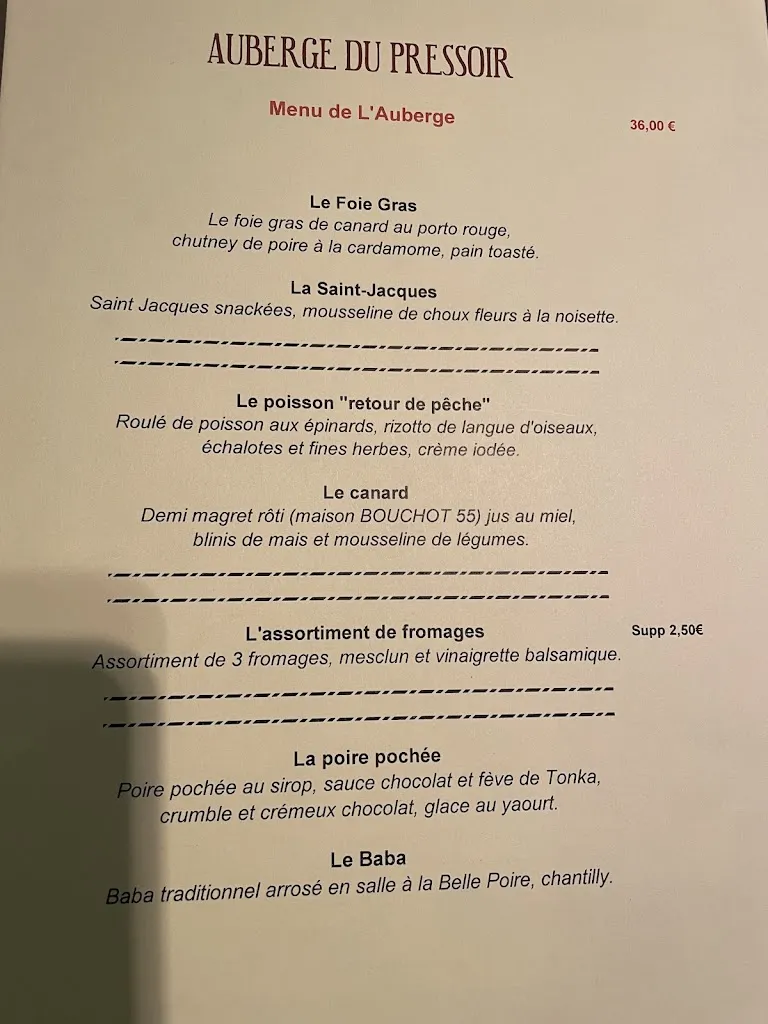 Menu_Auberge du Pressoir Lucey_Lucey_imagen_1