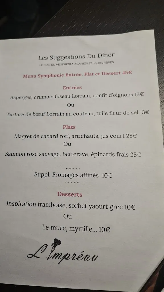 Menu_L'imprévu restaurant_Dombasle-sur-Meurthe_image_1