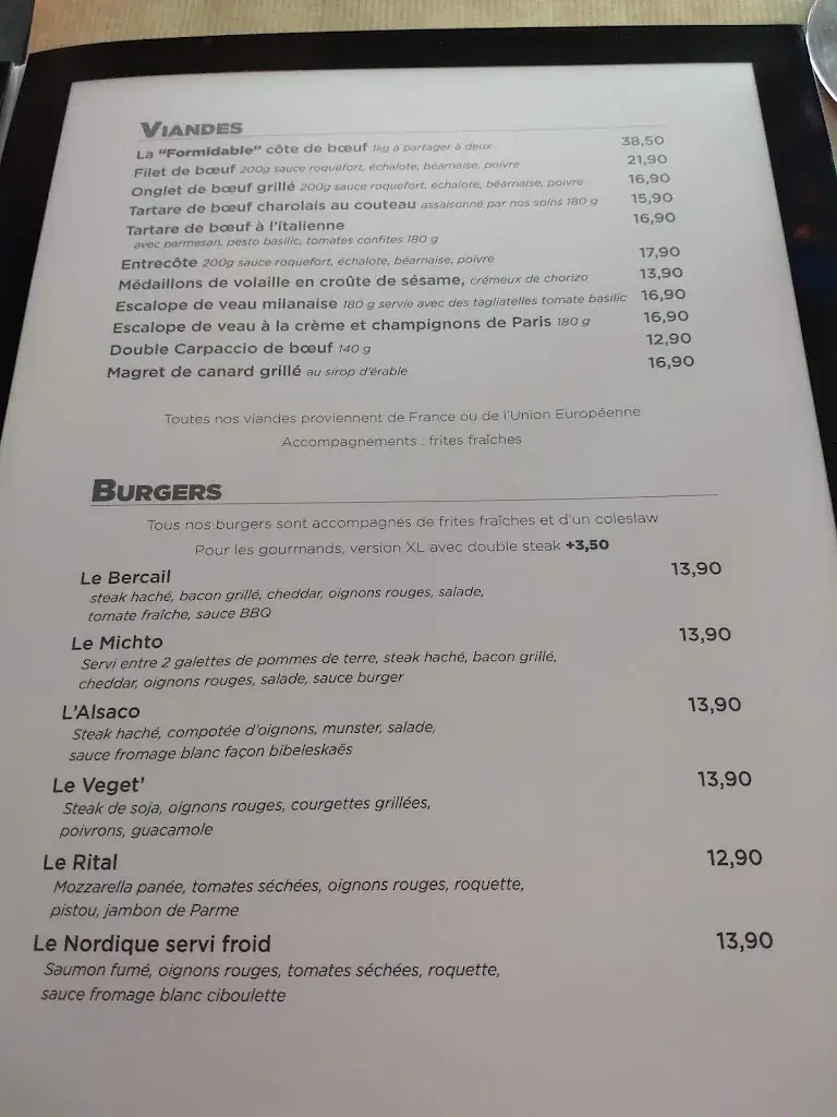 Menu_Restaurant Au Bercail_Dommartin-lès-Toul_image_1