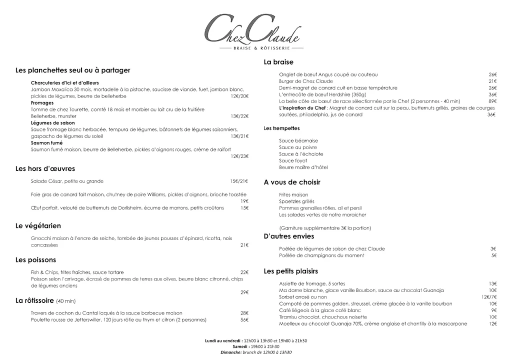 Menu_Chez Claude Braise & Rôtisserie_Dorlisheim_immagine_1
