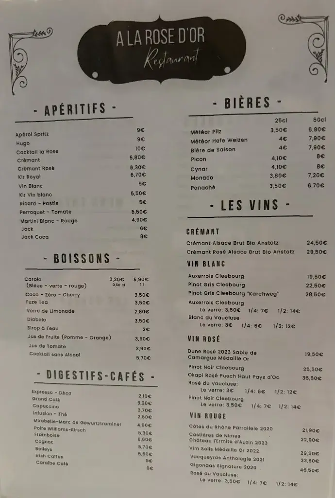 Menu_Restaurant a la Rose d Or_Durrenbach_image_1
