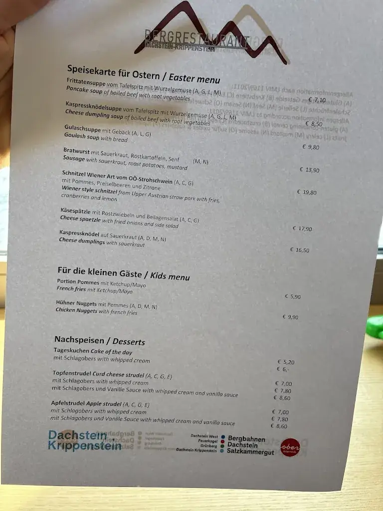 Menu_Bergrestaurant Dachstein Krippenstein_Austria_image_1
