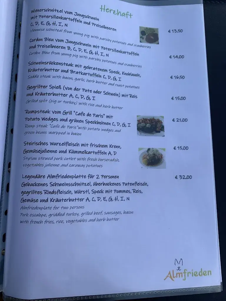 Menu_Restaurant Almfrieden_Austria_image_1
