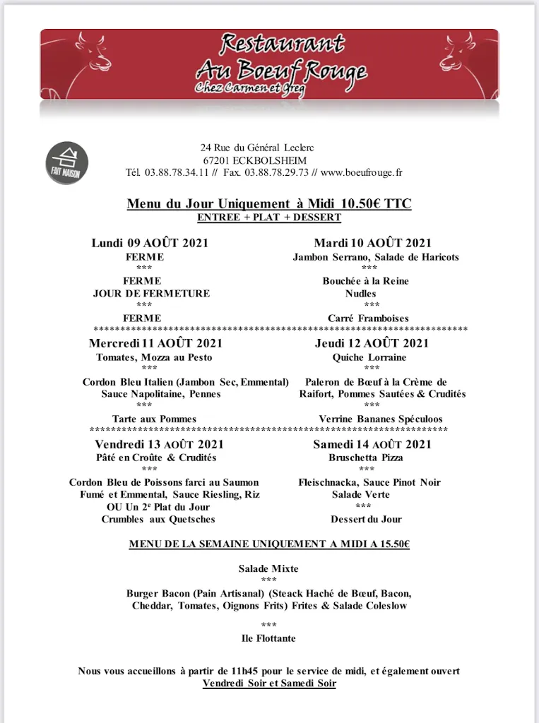 Menu_Restaurant au BOEUF ROUGE ECKBOLSHEIM_Eckbolsheim_image_2