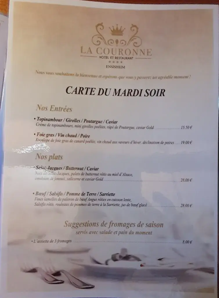 Menu_Hôtel Restaurant La Couronne_Ensisheim_image_3