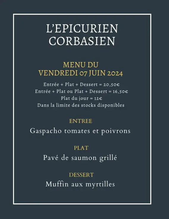 Menu_Restaurant l'Epicurien Corbasien_Corbas_image_1