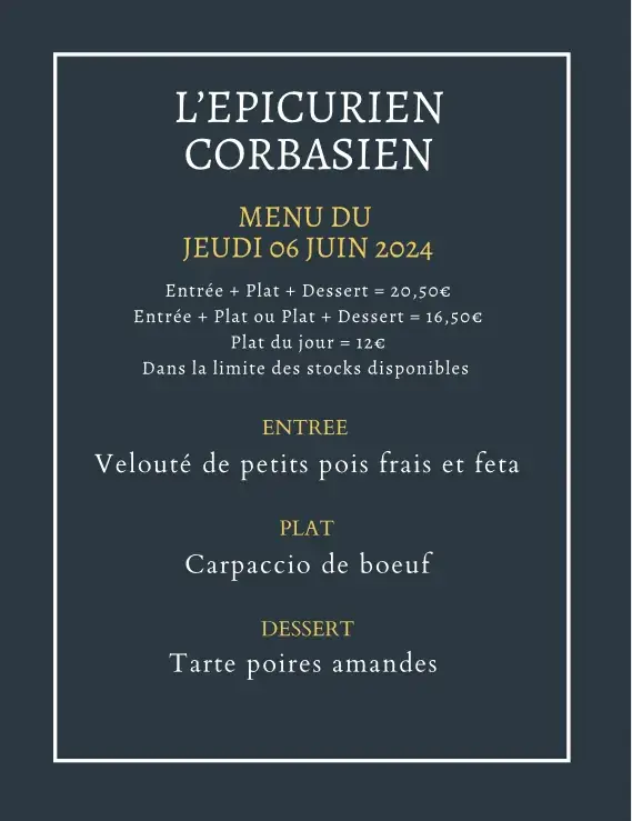 Menu_Restaurant l'Epicurien Corbasien_Corbas_image_2