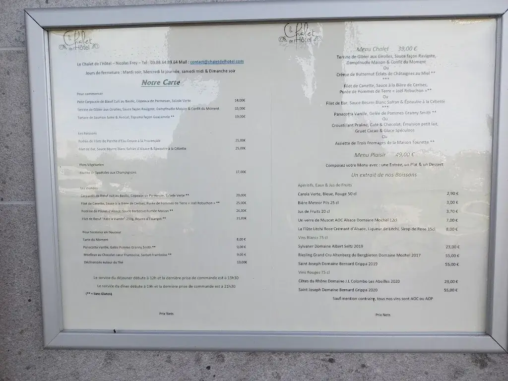 Menu_Le Chalet de l'Hôtel_Lipsheim_image_1