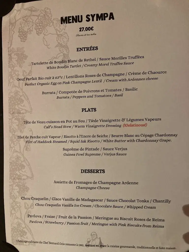 Menu_La Cave à Champagne_Épernay_imagen_3