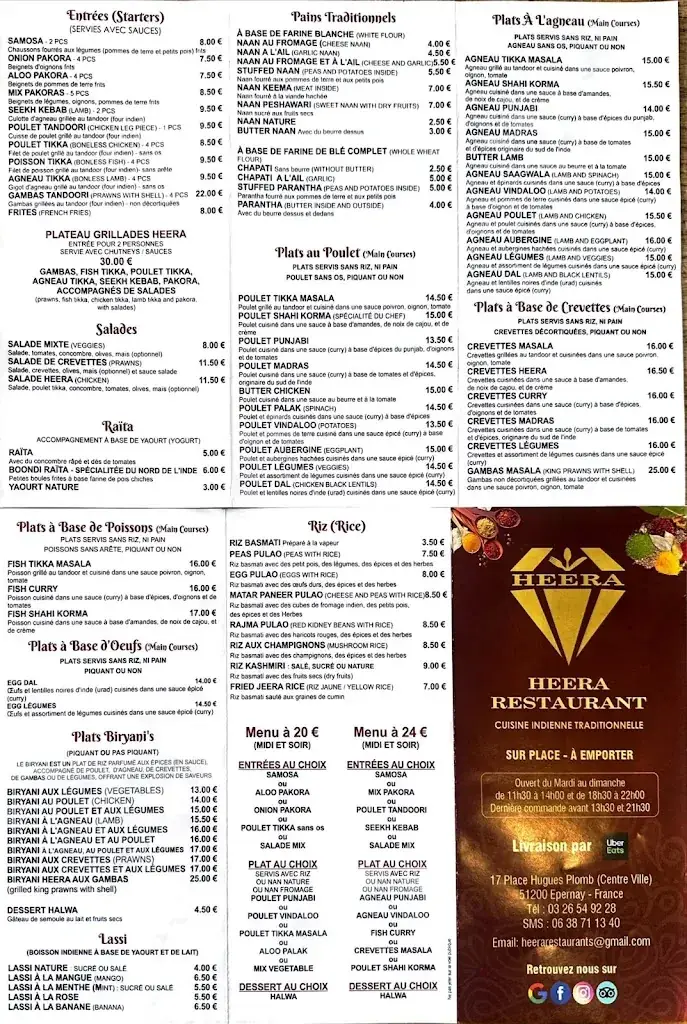 Menu_Heera Restaurant_Épernay_immagine_1