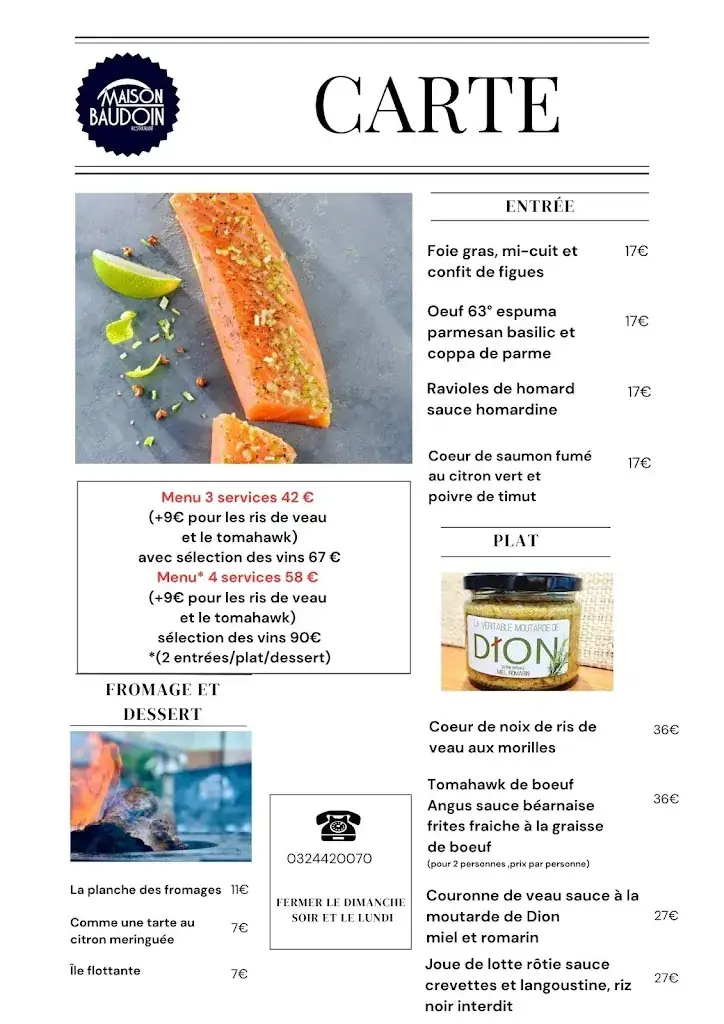 Menu_Restaurant Maison Baudoin_Givet_image_1