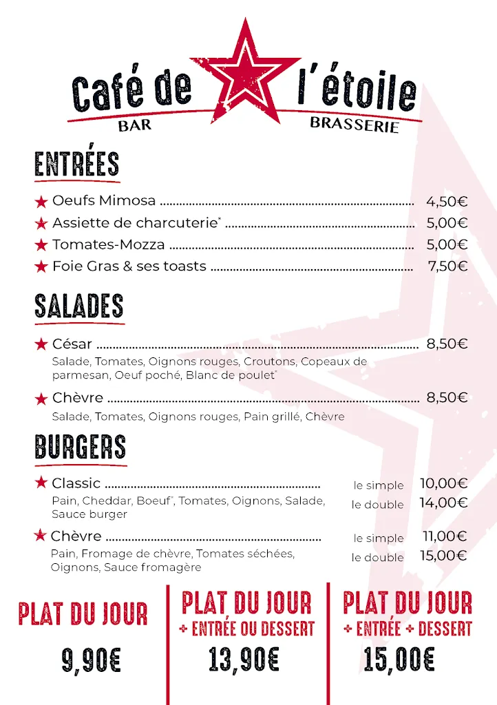 Menu_Café de l’étoile : Bar, Brasserie, Restaurant_Fismes_image_4