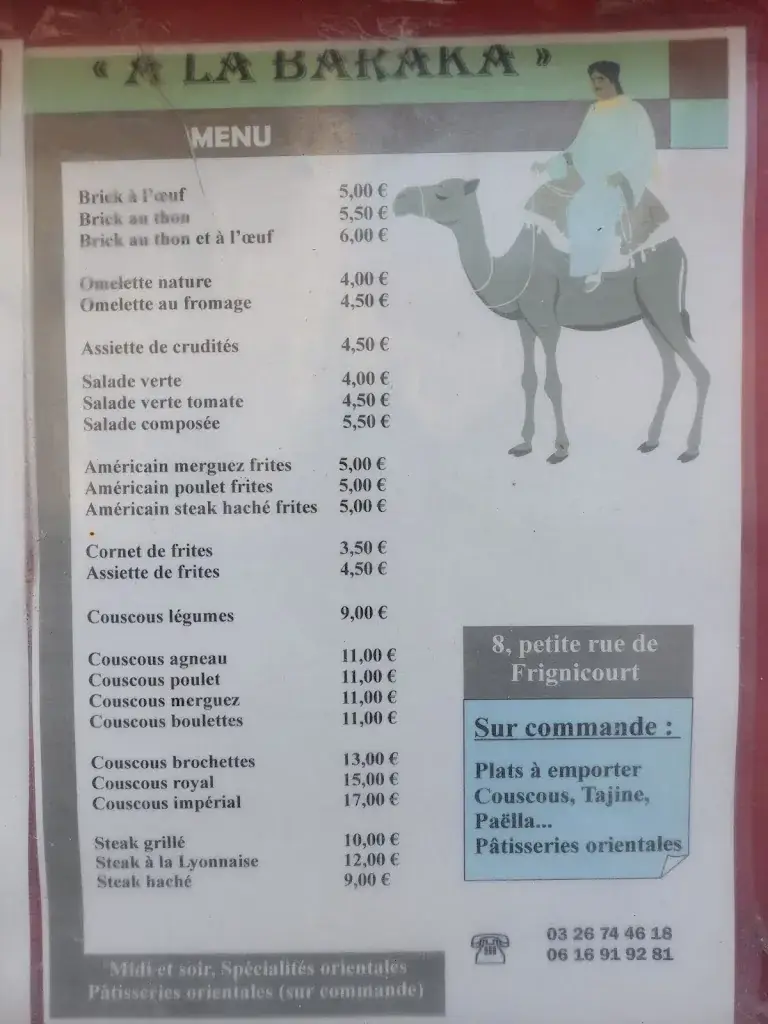 Menu_Restaurant À La Baraka_Vitry-le-François_image_1