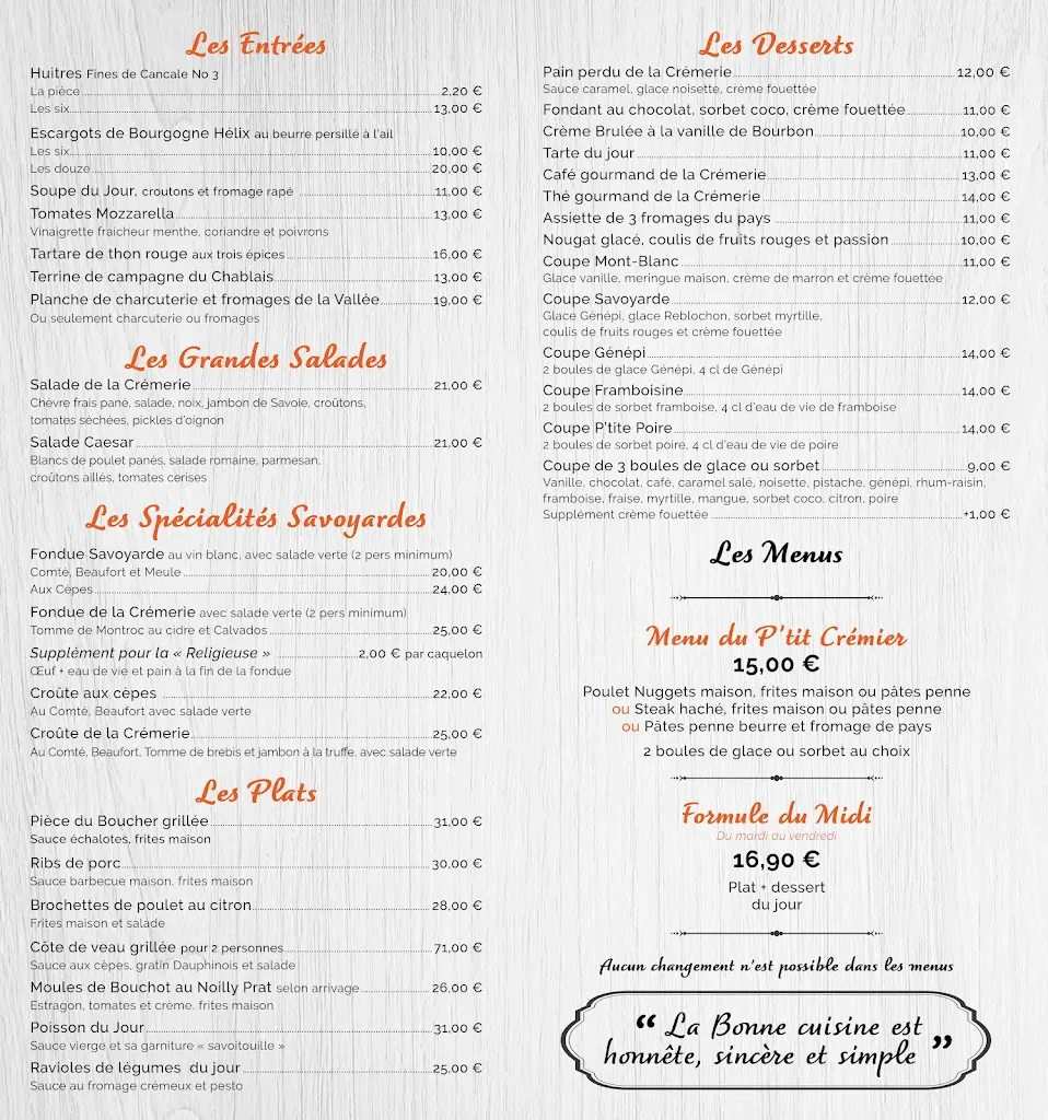 Menü_La Crémerie des Aiguilles_Chamonix-Mont-Blanc_Bild_4