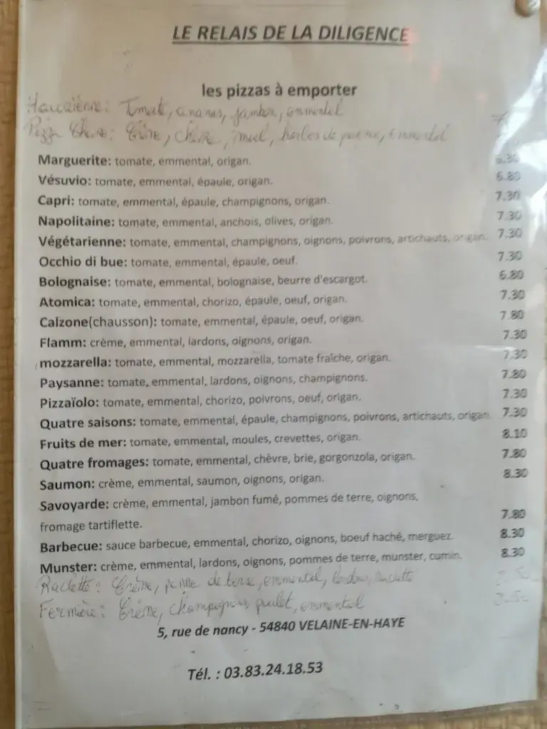 Menu_Le relais de la diligence_Bois-de-Haye_image_1