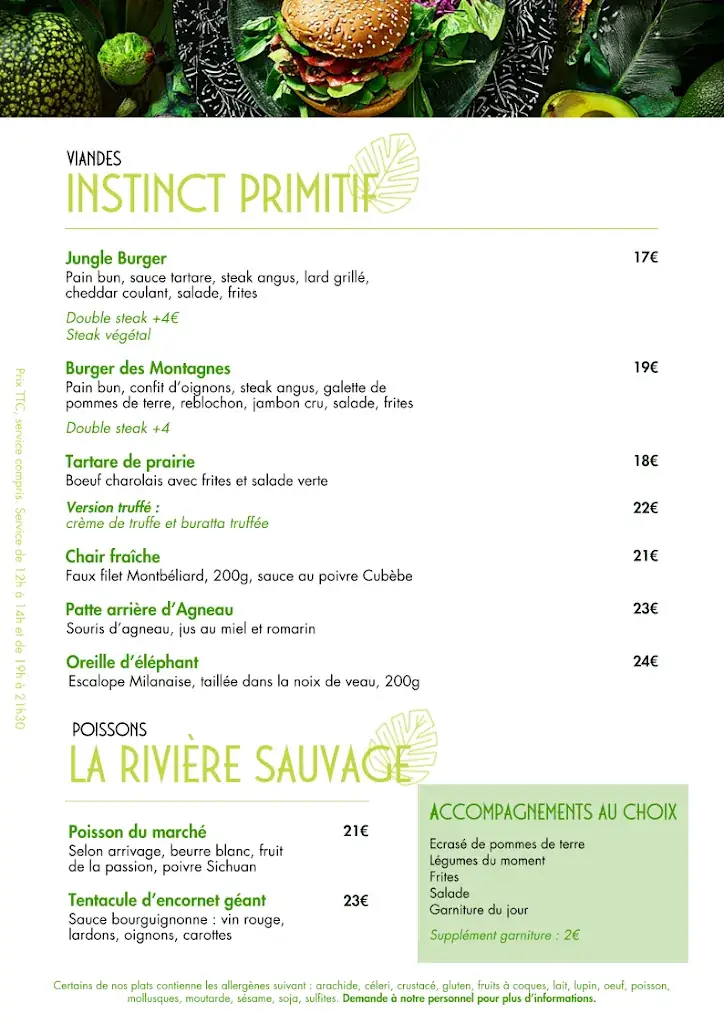 Menu_In Jungle - Resto Pub/club Hôtel_Beauvallon_immagine_1