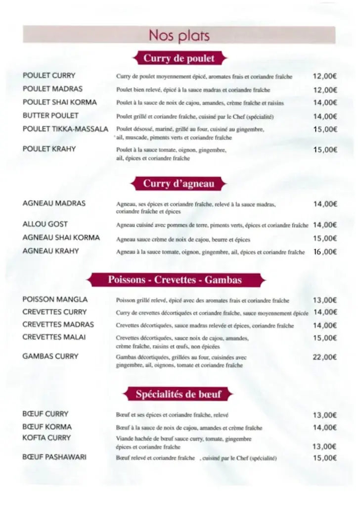 Menu_Restaurant LE MAHARAJA Chateau--Gaillard 01500_Château-Gaillard_image_2