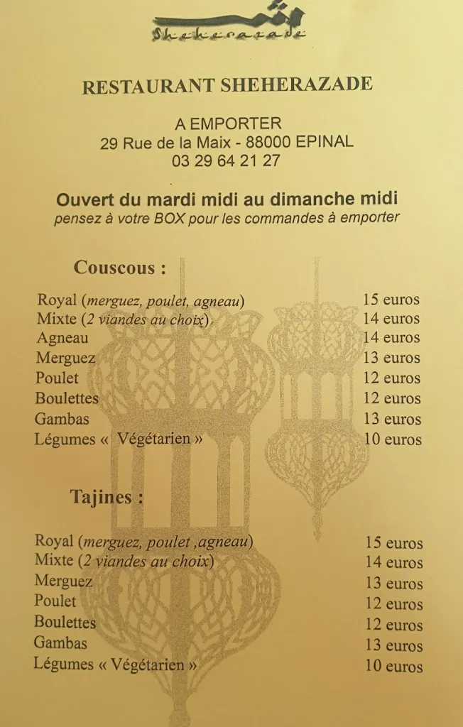 Menu_Restaurant Shéhérazade_Épinal_image_1