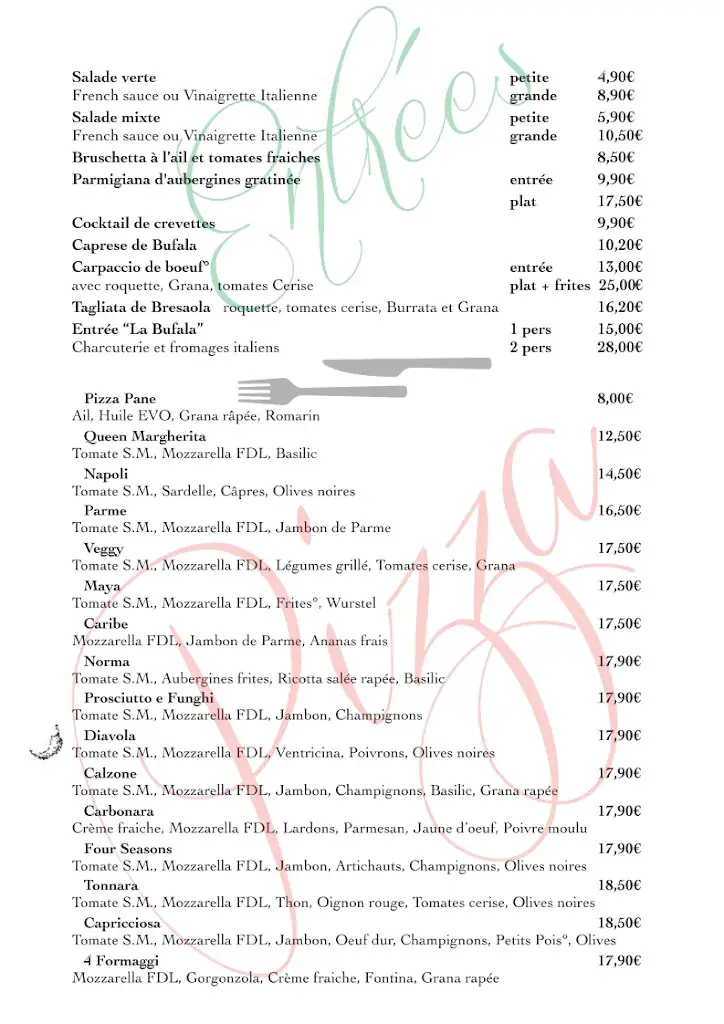 Menü_La Bufala Italian Pizza & Pasta_Hégenheim_Bild_2