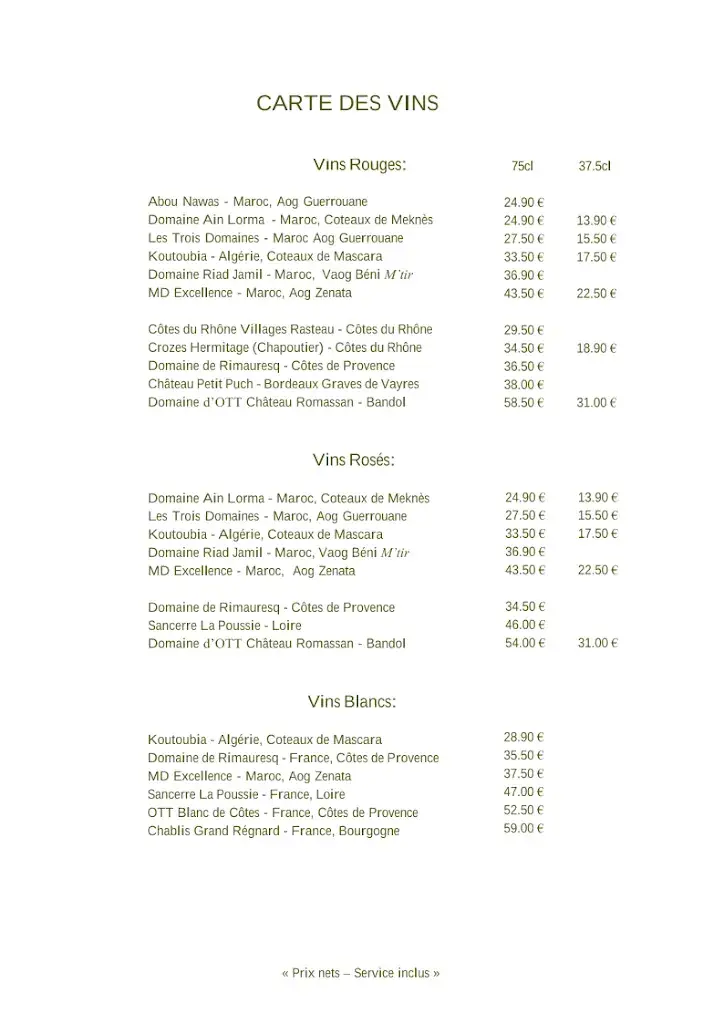 Menu_Charly Restaurant Méditerranéen_Paris_image_1