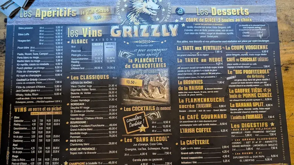 Menü_Brasserie du Grizzly_Gérardmer_Bild_1