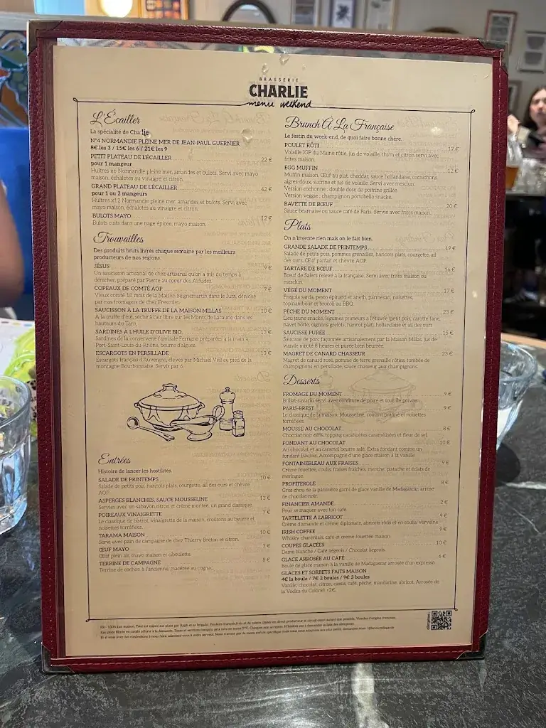 Menu_Brasserie Charlie_Neuilly-sur-Seine_immagine_1