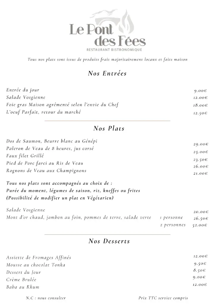 Menu_Restaurant Le Pont des Fées_Gérardmer_immagine_1