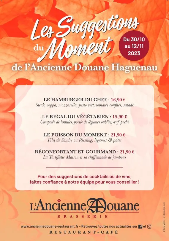Menu_L'Ancienne Douane Haguenau Brasserie_Haguenau_image_1