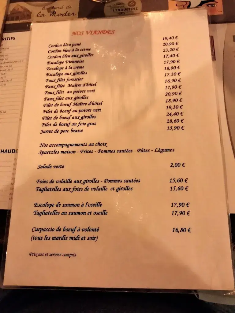 Menü_Restaurant L'industrie_Haguenau_Bild_2