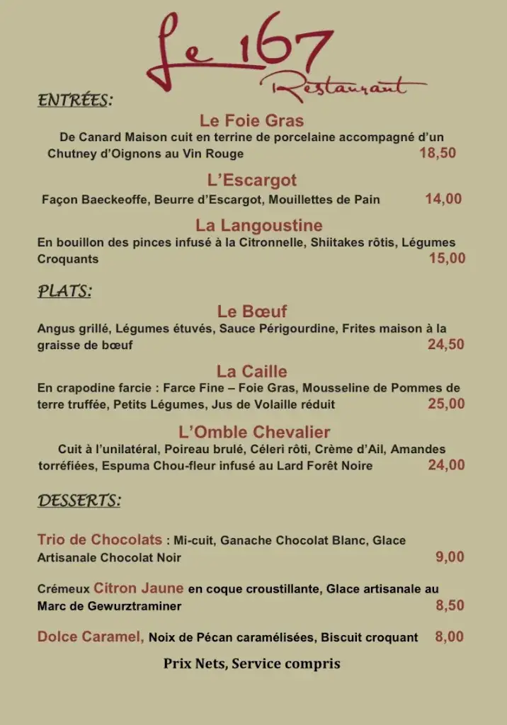 Menu_Le 167 Restaurant Haguenau_Haguenau_image_2