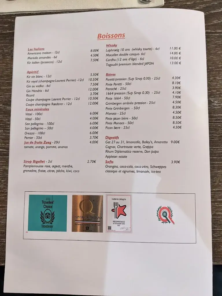 Menu_trattoria L'Allegria_Charbonnières-les-Bains_image_1