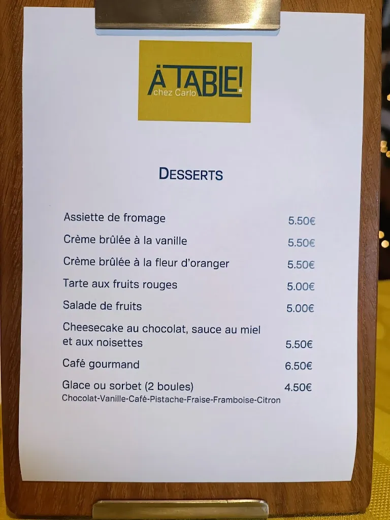 Menu_Restaurant A table ! chez Carlo_Illzach_image_1