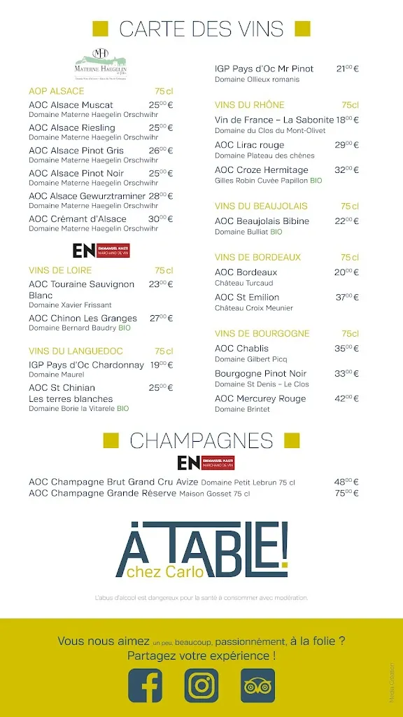 Menu_Restaurant A table ! chez Carlo_Illzach_image_3