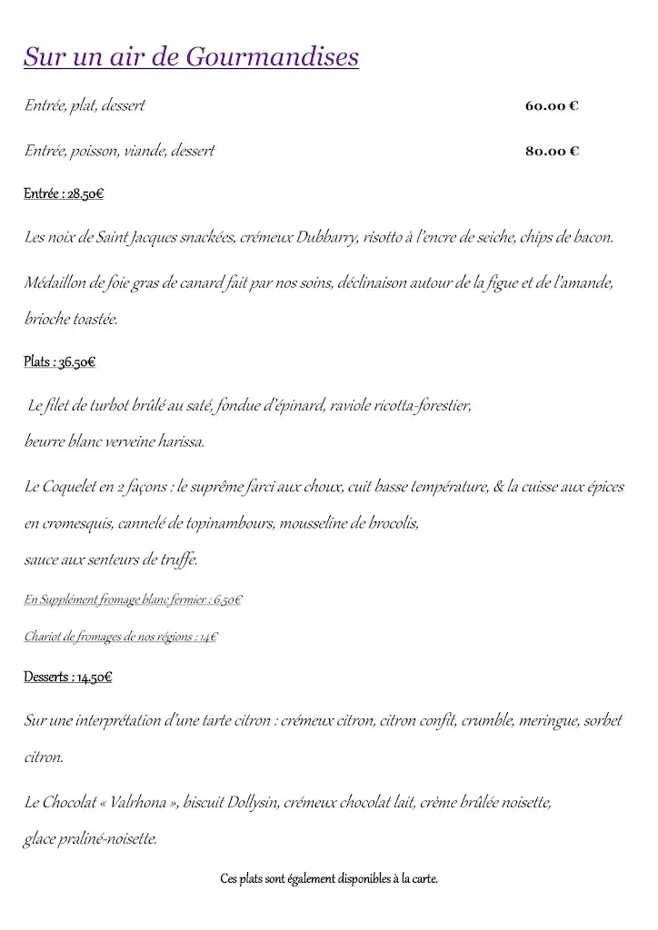 Menu_Restaurant et Hotel Le Relais de l'Abbaye_Charlieu_image_2