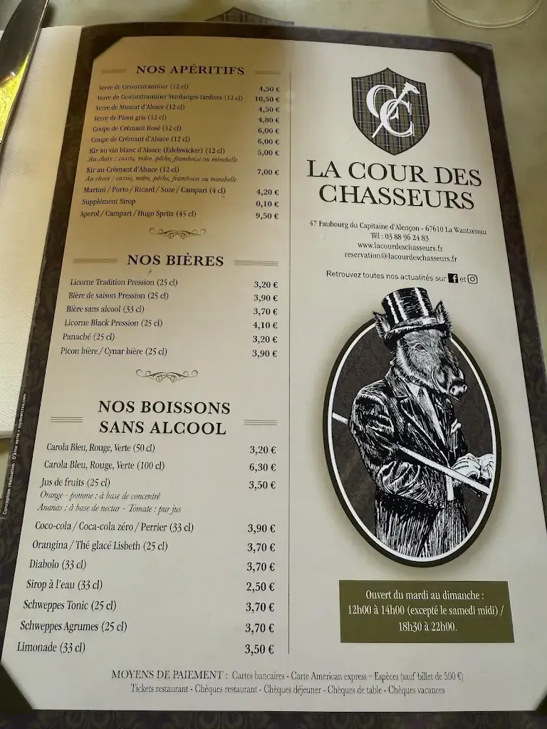 Menu_Restaurant La Cour des Chasseurs_Wantzenau_image_3
