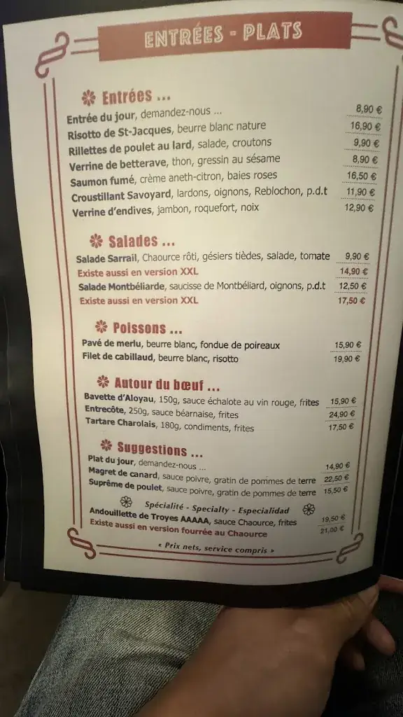 Menu_Restaurant Le Sarrail_Chapelle-Saint-Luc_image_2