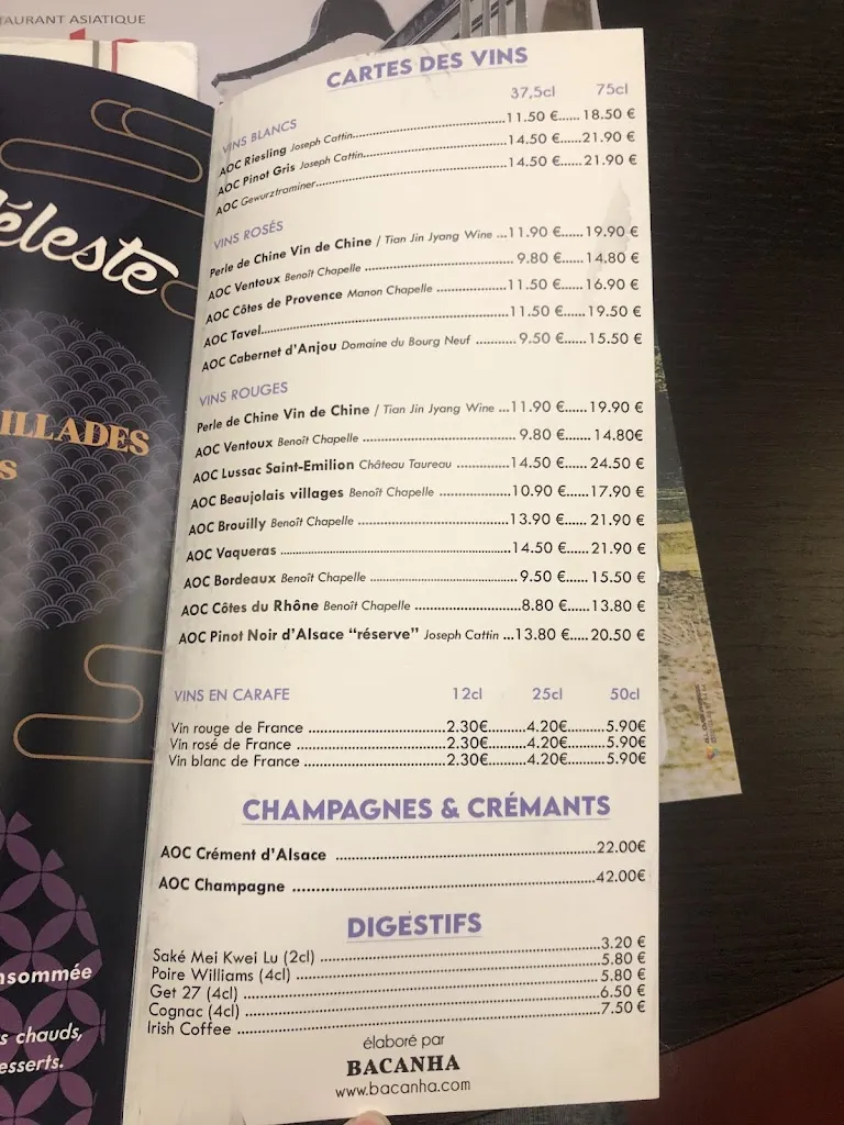 Menu_Étoile Céleste_Kingersheim_image_1