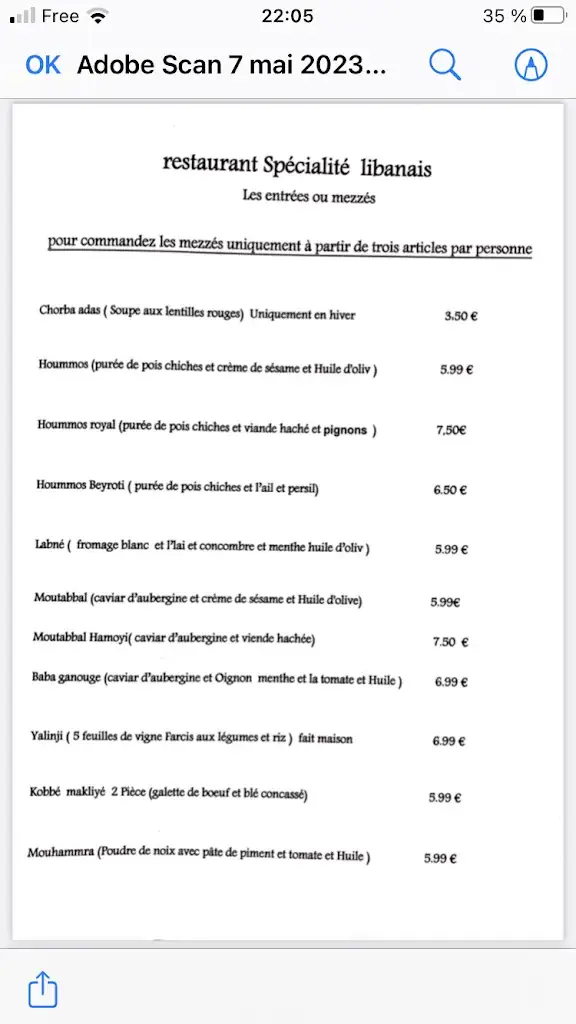 Menu_RESTAURANT LIBANAIS ALDAR_Wittenheim_image_3