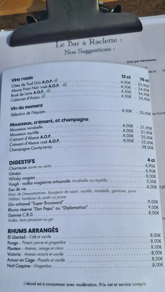 Menu_Restaurant Le bar à raclettes_Bresse_image_2