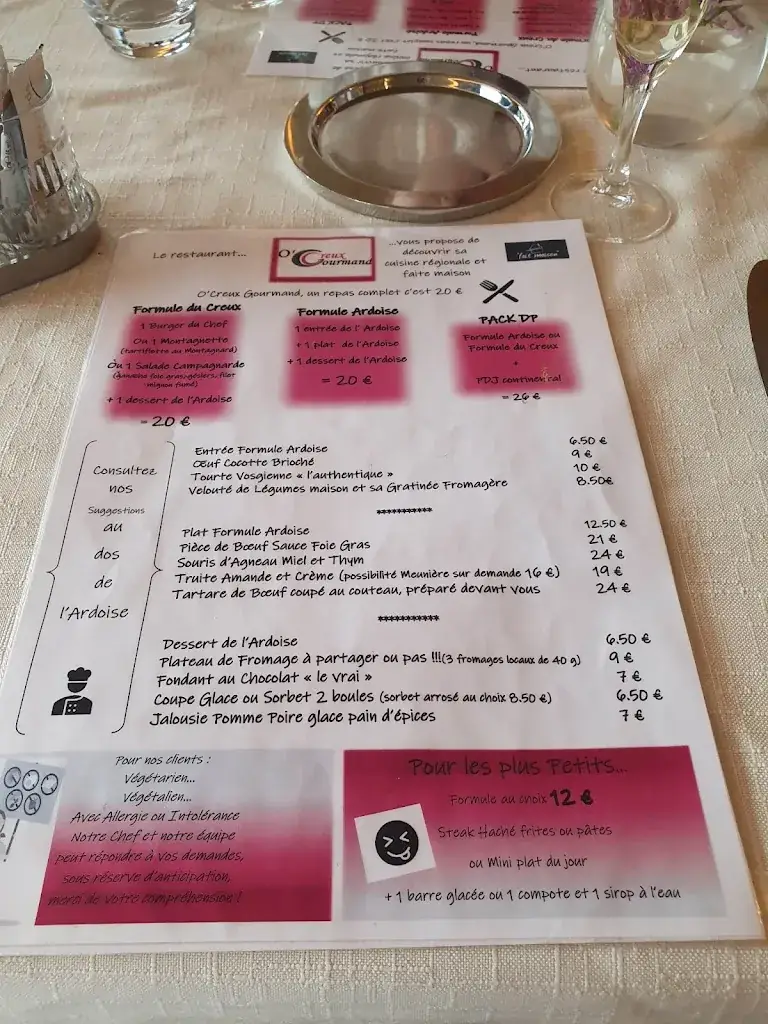 Menu_Restaurant O'Creux Gourmand (Hôtel de la Grande Cascade)_Tholy_image_2