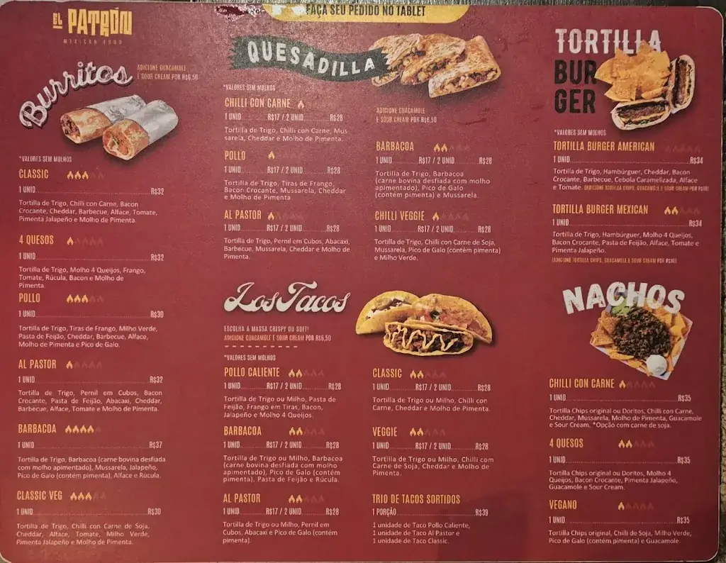 Menu_El Patrón_Brazil_image_2