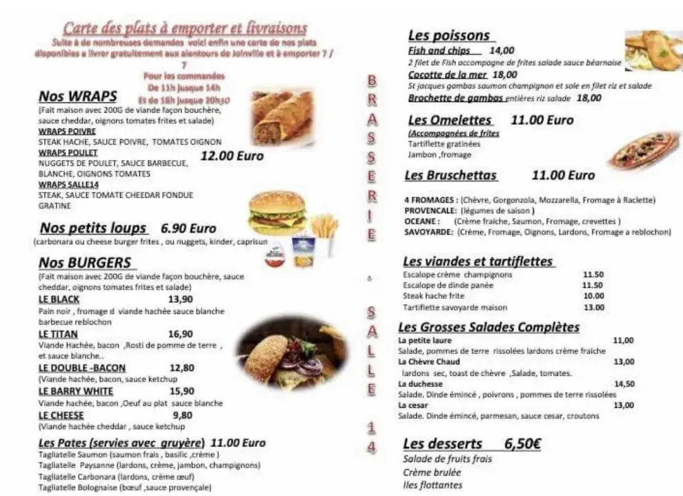 Menu_LA GRANDE BRASSERIE SALLE 14 depuis 1990 Joinville_Joinville_image_1