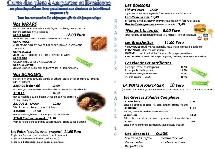 Menu_LA GRANDE BRASSERIE SALLE 14 depuis 1990 Joinville_Joinville_image_2
