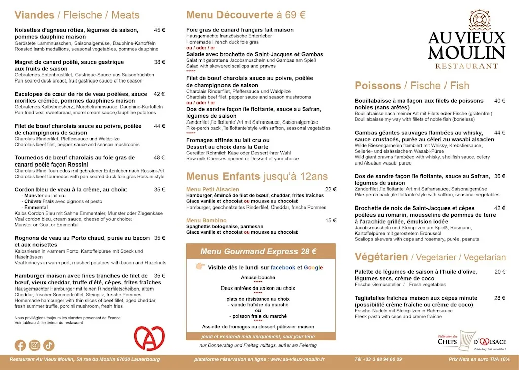 Menu_Restaurant Au Vieux Moulin - Alte Mühle_Lauterbourg_image_1