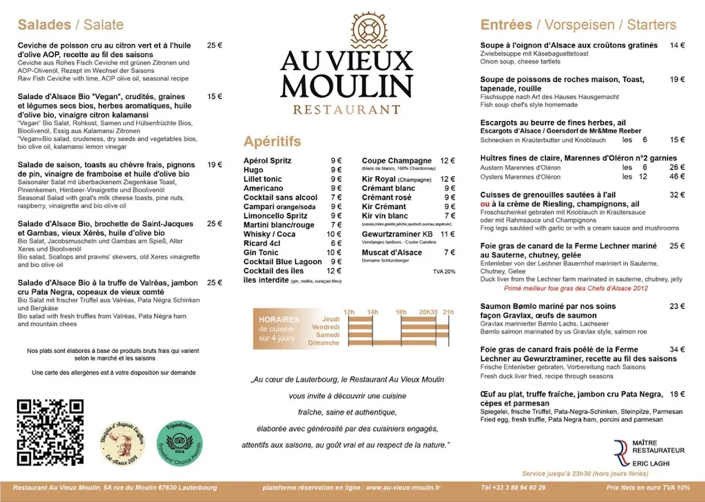 Menu_Restaurant Au Vieux Moulin - Alte Mühle_Lauterbourg_image_2