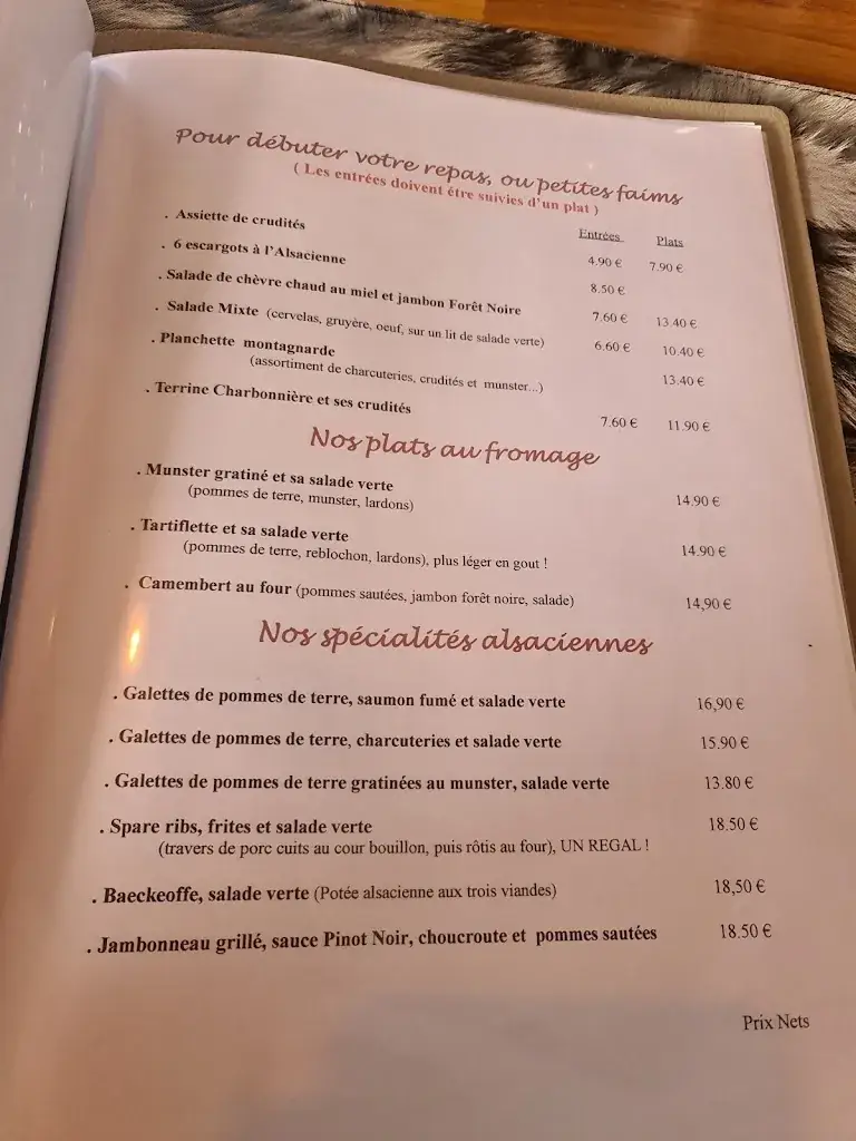 Menu_Auberge de la Charbonnière_Bellefosse_image_1