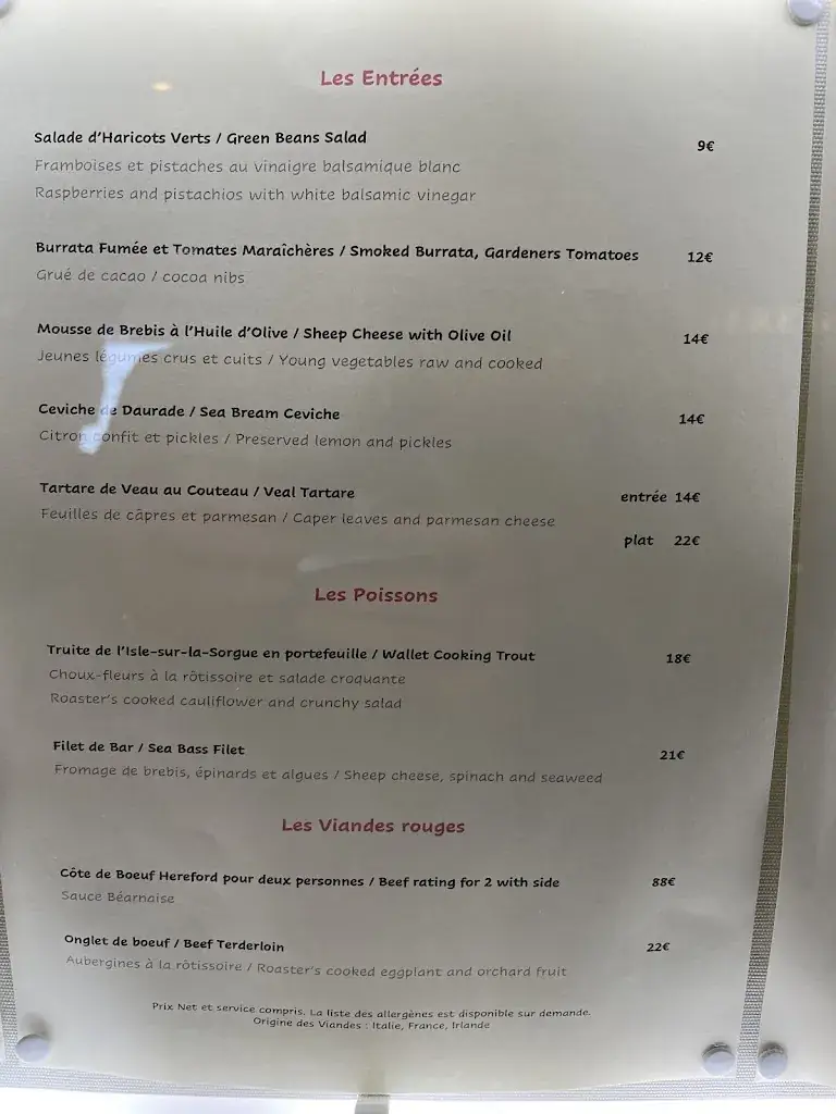 Menu_Le Comptoir de La Mère Germaine_Châteauneuf-du-Pape_image_3