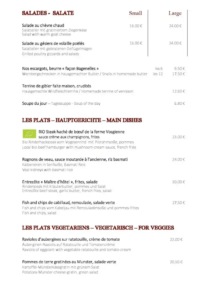 Menu_Les Bagenelles, Hôtel 3 étoiles et Restaurant au coeur de la nature_Sainte-Marie-aux-Mines_image_1