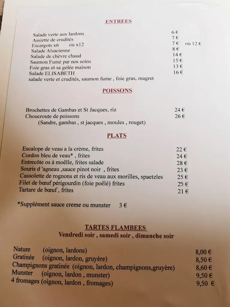 Menu_Hôtel Restaurant Elisabeth - La Vancelle_Vancelle_image_1